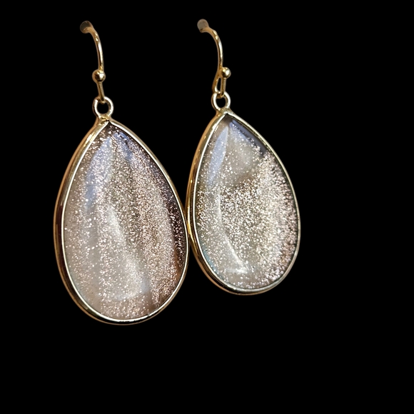 NWT - 18k Gold Celestial Glitter Teardrop Earrings - Picture 7 of 13